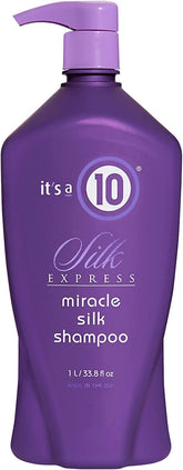 It's a 10 Haircare Silk Express Miracle Silk Shampoo bottle delivers silky shine and easy manageability.