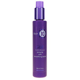 It's A 10 Silk Express Miracle Silk Smoothing Balm bottle promises sleek shine and manageability.