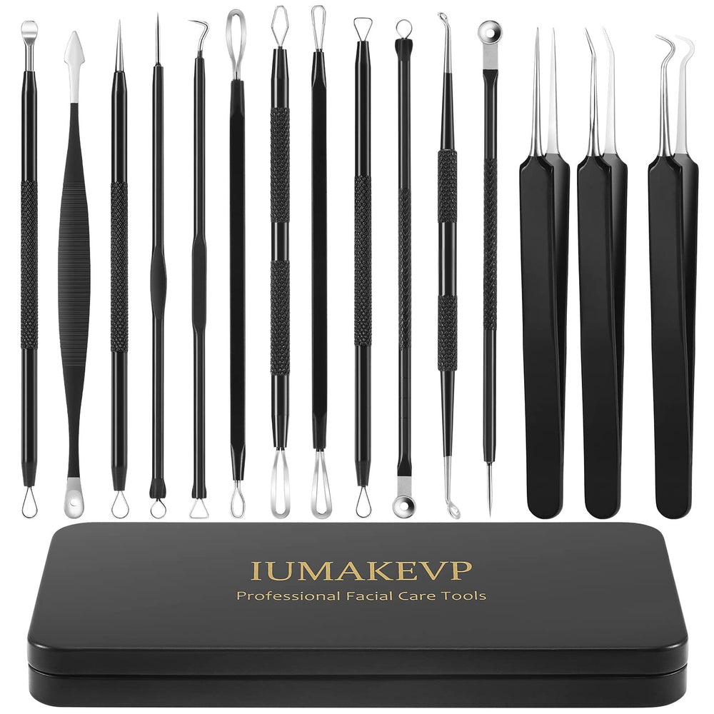IUMAKEVP pimple popper kit front view shows organized tools for hygienic use