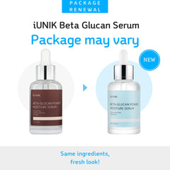 IUNIK Beta-Glucan Power Deep Moisture Serum pump application demonstrates quick absorption