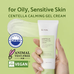 IUNIK Centella 70% Gel Cream texture shows non-sticky finish suitable for makeup.