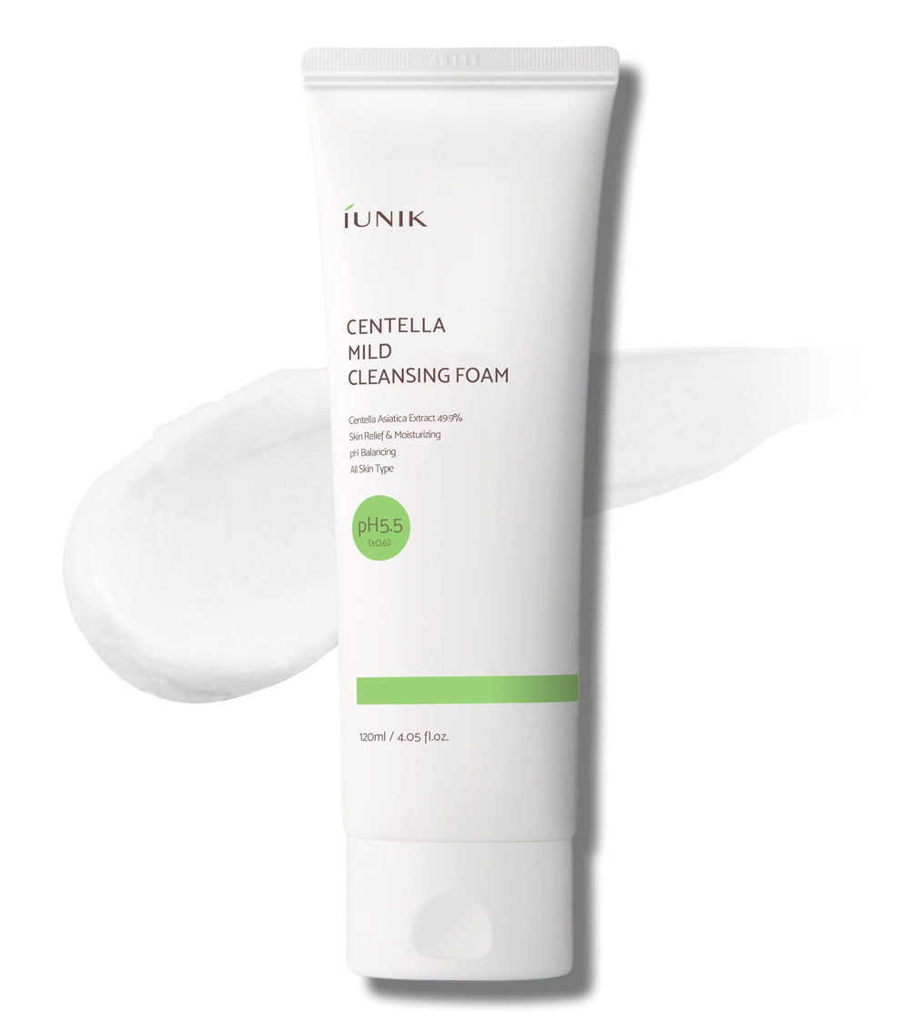 IUNIK Centella Mild Foaming Cleanser bottle for gentle cleansing and oil balance.