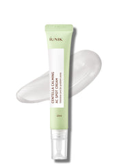 IUNIK spot gel cream on acne for targeted soothing relief.