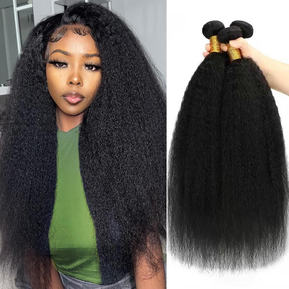 IUTUFTD kinky straight bundles 18 inch in natural 1b black for versatile styling.