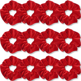 IVARYSS red scrunchies pack close-up showing plush velvet texture for gentle hold.