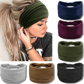 IVARYSS wide headband front view knot shows breathable fabric for all-day comfort