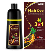 Ivnil dark brown hair dye shampoo bottle front for quick at-home color.