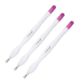 IVON cuticle-pusher double-end white-handle close-up showing rubber top for gentle push.
