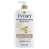 Ivory front bottle showing label and 27 oz size, brand hydration benefit
