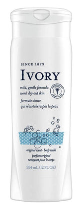Ivory Mild & Gentle Original Scented Body Wash bottle pour for gentle cleansing