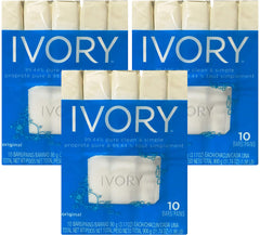 Ivory Soap Original 3.17oz bars pack of 30 for gentle daily cleansing.