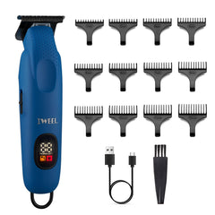 IWEEL professional beard trimmer close-up reveals the T-Blade for precise trimming and smooth skin.