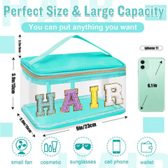 izuzta chenille letter clear bag side view for versatile travel storage