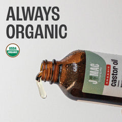 J MAC BOTANICALS organic certification label on castor oil bottle