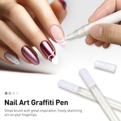 Jaasuee French manicure pen application tip highlights smooth lines for DIY nail art.