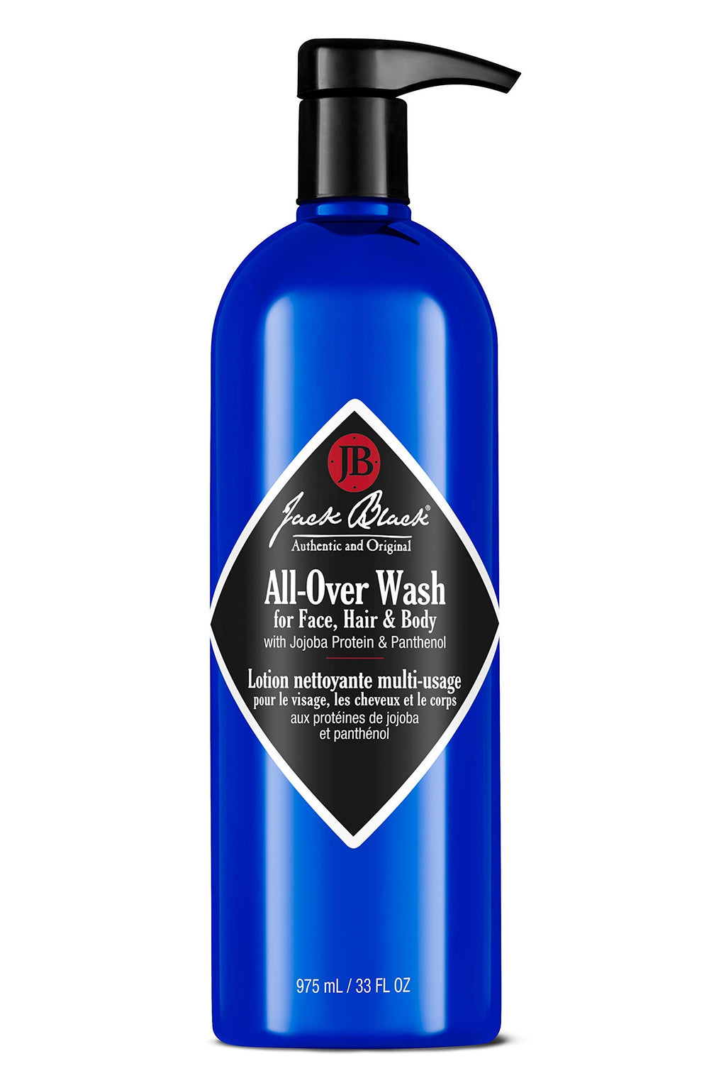 Jack Black All-Over Wash bottle pour showing citrus-mint aroma for quick refreshing cleanse