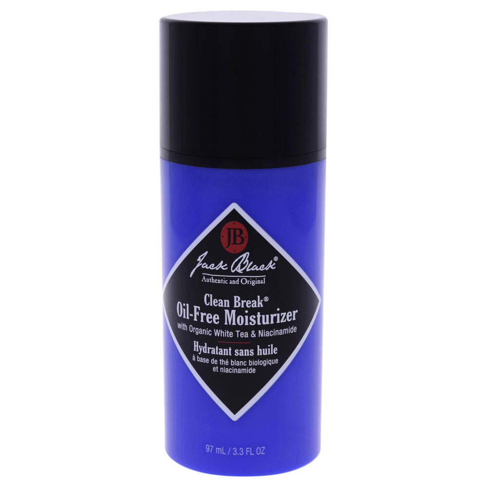 Jack Black Clean Break bottle front showing oil-free daily moisturizer for shine-free skin.