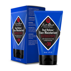Jack Black Dual Defense Face Moisturizer SPF 30 with a transparent finish for a natural look.