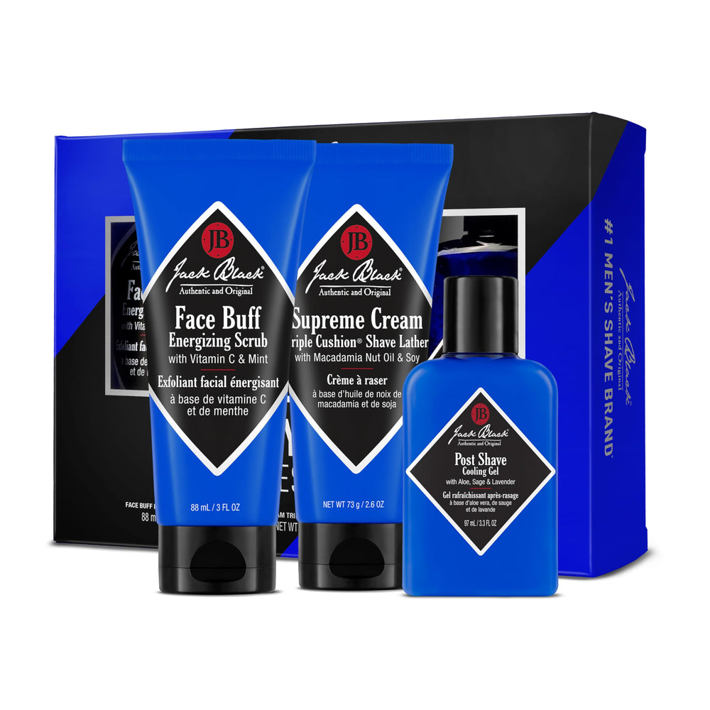 Jack Black Face Buff Energizing Scrub tube preps skin for smoother shave