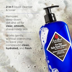 Jack Black Pure Clean Daily Cleanser foaming texture demonstrates gentle cleansing