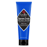 Jack Black Supreme Cream Triple Cushion bottle shows creamy shave lather for smooth results