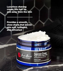 Jack Black Supreme Cream Triple Cushion application on face lifts hair for closer shave