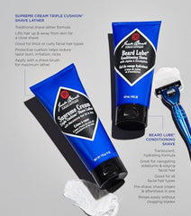 Jack Black Supreme Cream Triple Cushion lather with rich foam for comfortable shave