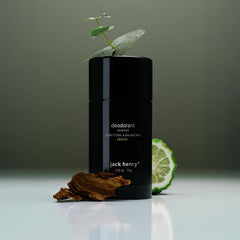 Sustainable packaging of Jack Henry deodorant highlighted in eco-friendly display.
