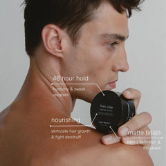 Jack Henry Premium Hair Clay organic-ingredients highlight coconut oil, clay, beeswax, lavender oil.