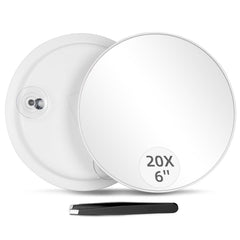 Jadazror 20x magnifying mirror closeup highlights fine makeup details for precise application