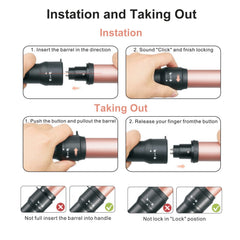 JAETON curling wand barrels display three sizes for tight, medium, and loose curls