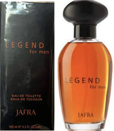Jafra Legend for Men bottle closeup showing sleek silhouette for daily confidence.