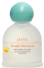 Jafra Tender Moments application—soft spray for calming baby fragrance ritual.