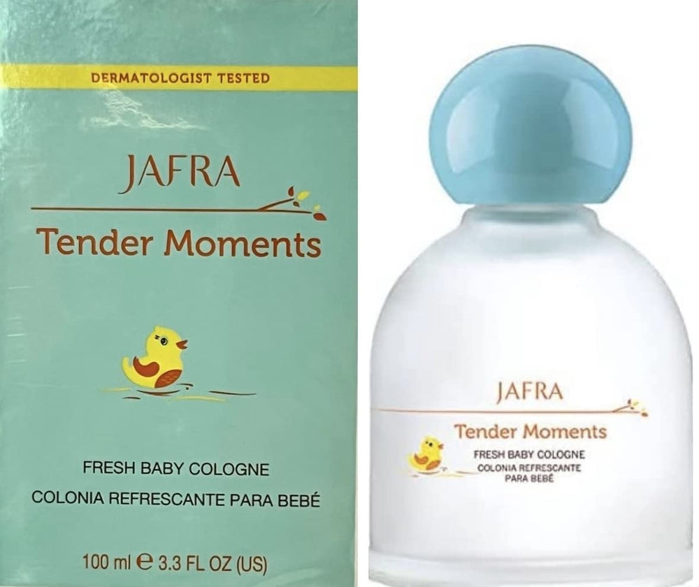 Jafra Tender Moments baby cologne bottle with gentle scent for delicate skin.