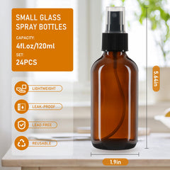 Jaisie.W amber glass spray bottle side view highlighting durable leak-resistant design