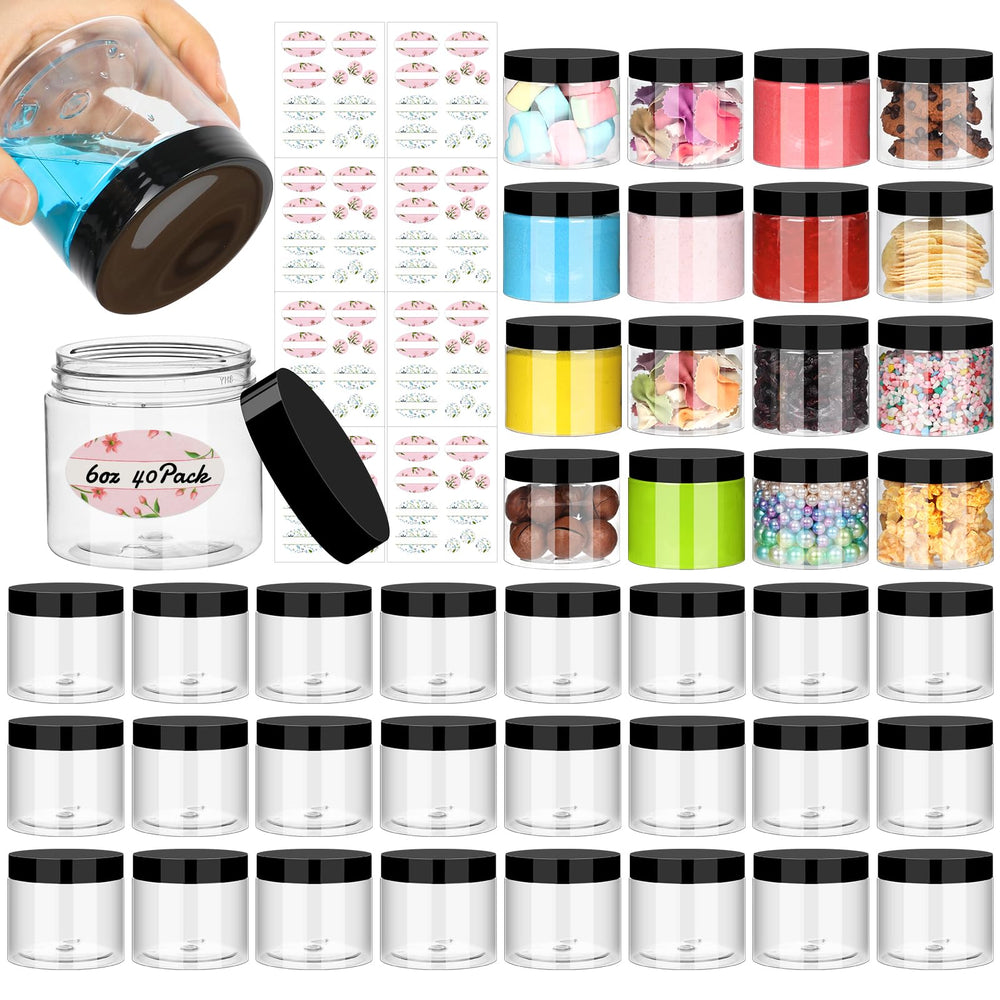 Jaisie.W empty 6oz jar with lid shows clear view for cosmetics storage.