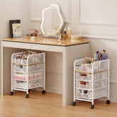 Jakyitvi rolling makeup cart with 3 drawers for easy under-vanity storage.