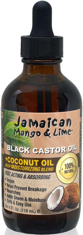 Jamaican Mango & Lime Black Castor Oil bottle close-up for scalp hydration.