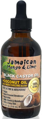 Jamaican Mango & Lime Black Castor Oil bottle close-up for scalp hydration.