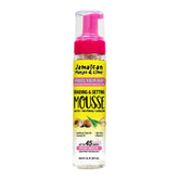 Jamaican Mango & Lime Braids Your Way mousse bottle closeup shows long-lasting hold.