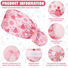 Jamntower ponytail scrub cap with elastic band secures thick hair