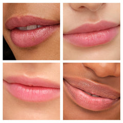 Jane Iredale Just Kissed Lip and Cheek Stain swatch on lips reveals soft, non-drying finish.