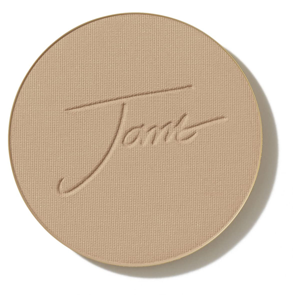 Jane Iredale PurePressed Base Riviera refill compact close-up shows buildable coverage for natural look
