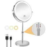 JANEEVA 10X lighted mirror with 3 modes for customized makeup lighting.