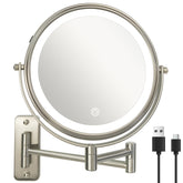 JANEEVA wall-mounted makeup mirror with 3 light modes for true color makeup application.
