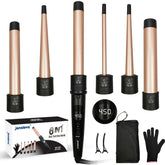 Janelove 6-in-1 hair wand with six barrels for versatile home styling.