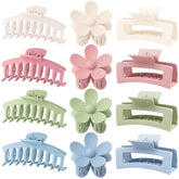 JANFUN large flower clip blue provides secure hold for thick hair with style