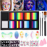 Janolia Rainbow Face Paint Kit UV glow for vibrant festival designs.