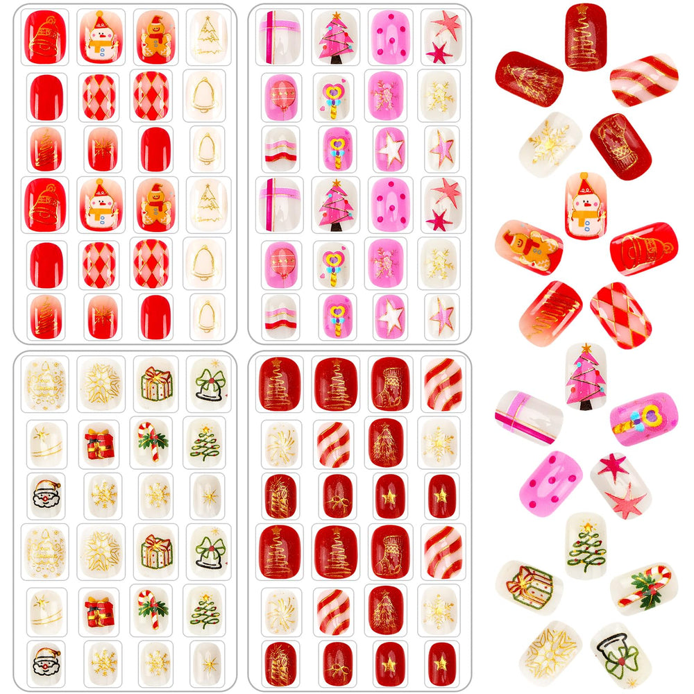 JANYUN 96pcs Christmas nails pack showing 24 sizes for a natural fit.