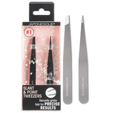 JAPONESQUE slant-tip brow tweezers ensure clean shaping with precise angles.